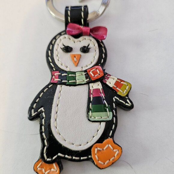 Coach Penguin Leather Keyring Charm Keychain - Picture 2 of 3